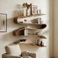 Industrial Natural Wood Floating Shelf, Heavy Duty Wall Mounted Kitchen & Pantry Storage Rack