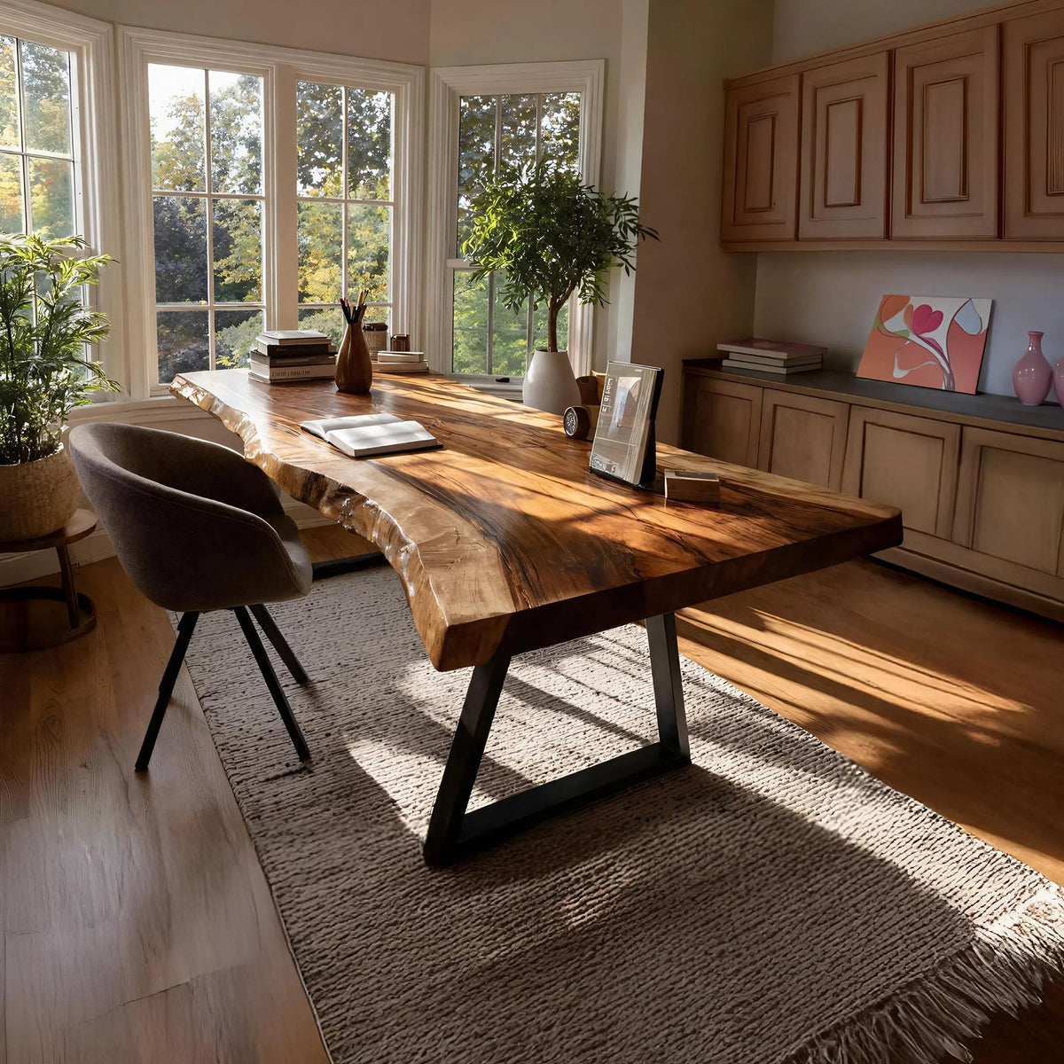 Farmhouse Solid Wood Tabletop, Handcrafted Rustic Wood Custom Replacement Slab for DIY Desks and Home Furniture