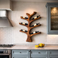 Rustic Wall Mounted Tree Branch Wine Rack, Solid Wood Bottle Holder for Kitchen & Dining Wall Decor
