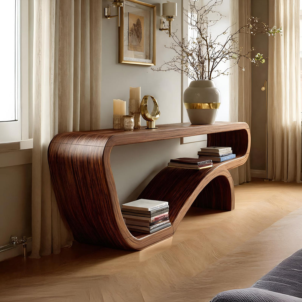 Spry Interior Handcrafted Solid Wood Console Table, Organic Design Entryway Sofa Table for Bedroom Decor, SILDTTNCS092