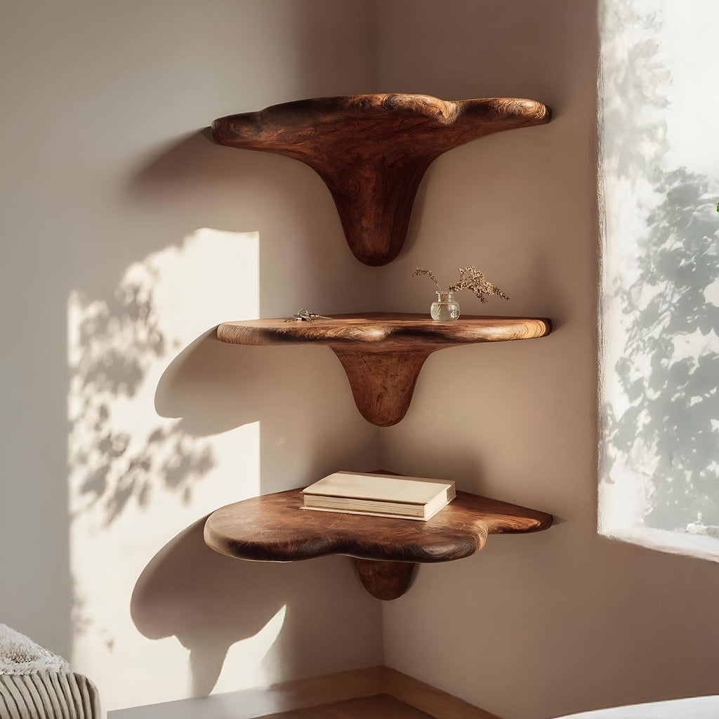 Farmhouse Solid Wood Mushroom Shelf For Living Room Furniture Design