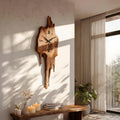 Artistic Wall Clock with Floating Edge, Handcrafted Solid Wood Abstract Hanging Timepiece for Home