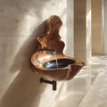 Handcrafted Live Edge Wooden Vessel Sink Basin, Artistic Teak Wood Bowl Vanity Decor for Luxury Bathroom