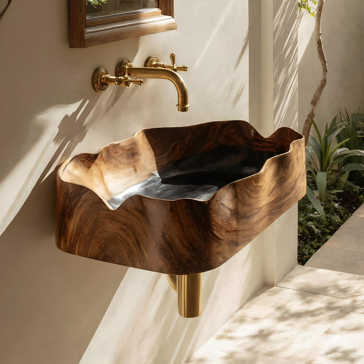 Teezano Farmhouse Solid Wood Bathroom Vanity Sink, Handcrafted Rustic Wooden Vanity Cabinet and Console for Home Bathroom, SILDTTNVS078