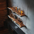 Handcrafted Live Edge Bar Shelf Solid Wood Dining Room Interior Storage