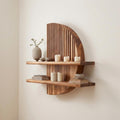 Rustic Floating Wood Wall Shelf, Handcrafted Display Bookshelf for Living Room & Entryway