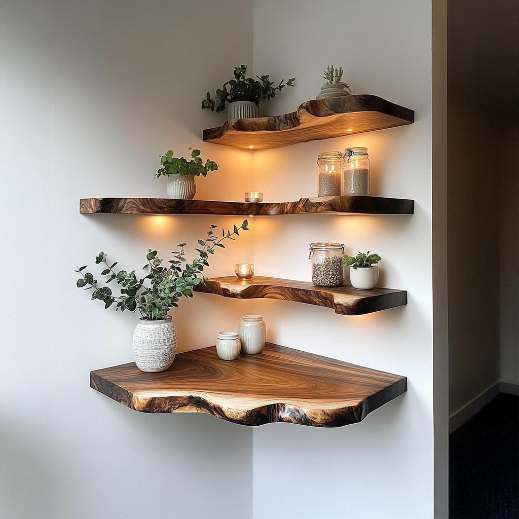 Rustic Organic Minimal Wall Shelf For Living Room And Apartment