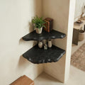 Organic Rustic Corner Shelf, Solid Wood Wall-Mounted Display Rack for Entryway & Hallway