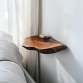 Organic Modern Floating Wall Shelf, Handcrafted Solid Wood Bedside Ledge Display for Bedroom
