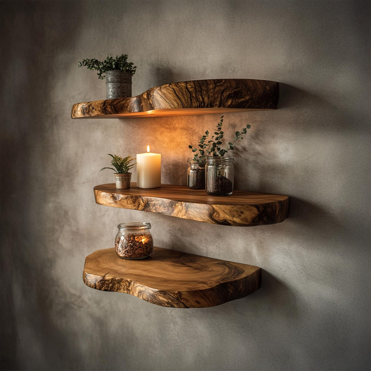 Rustic Organic Wall Shelf For Living Room And Interior Decor