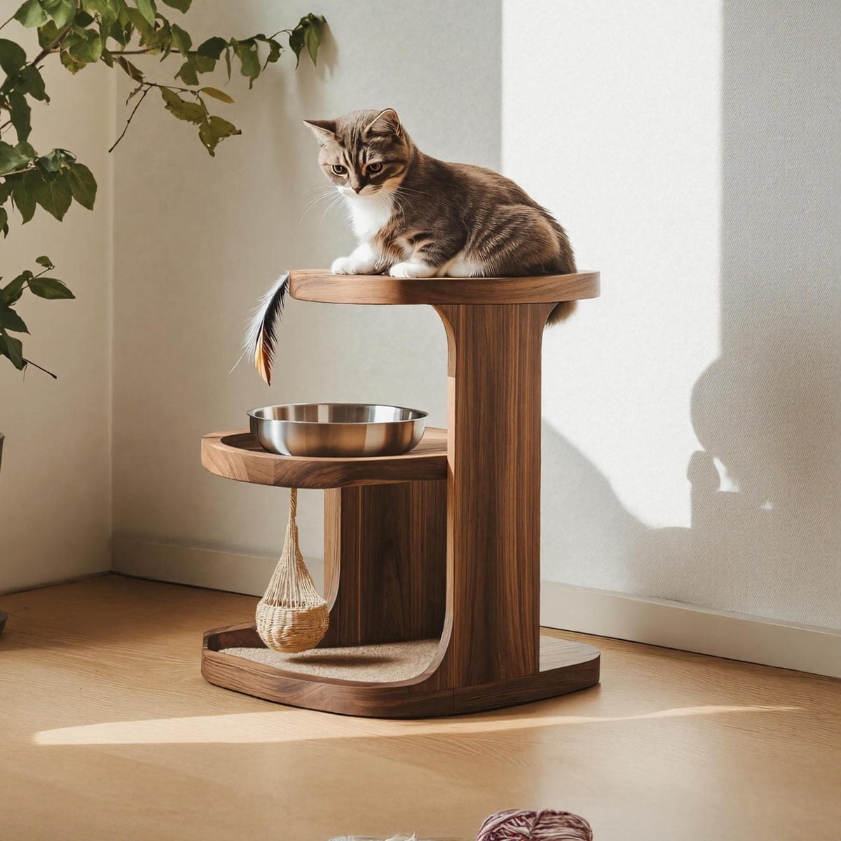 Spry Interior Handmade Elevated Pet Food Stand, Raised Solid Wood Single Bowl Feeder for Dogs & Cats with Stainless Steel Bowl, SILDTTNDBS009