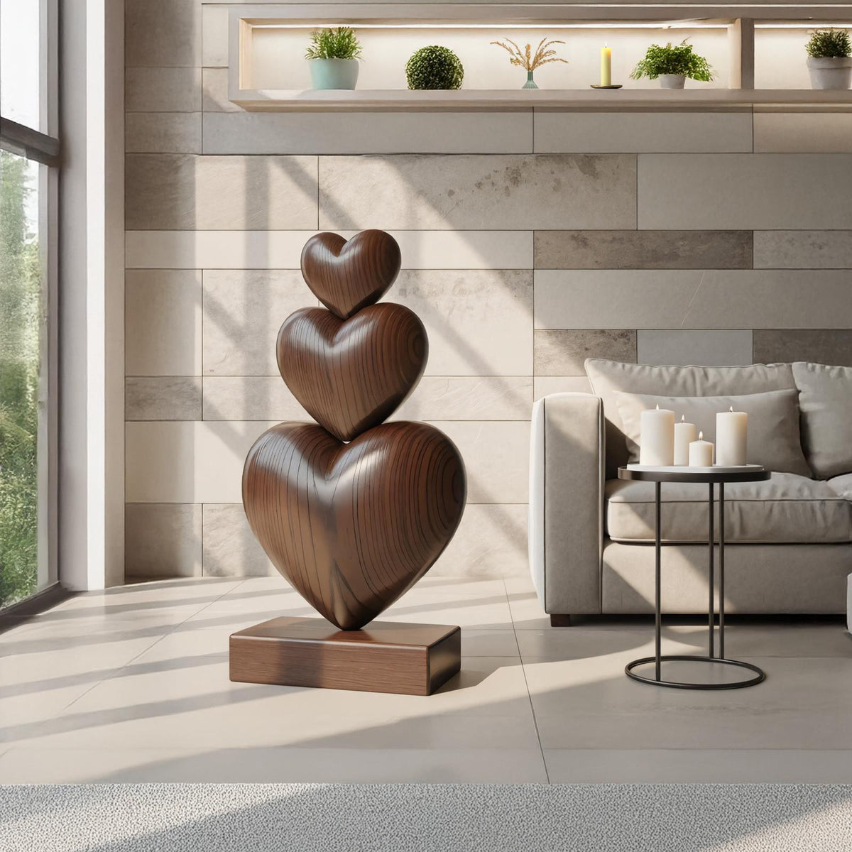 Handcrafted Abstract Wooden Sculpture, Modern Solid Wood Tabletop Art Piece, Unique Decorative Accent for Living Room Desk Shelf, SILDTTRAS018