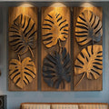 Layered Monstera Solid Wood Wall Art Contemporary Botanical Decor