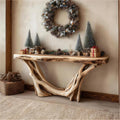 Rustic Solid Wood Console Table, Live Edge Foyer Table, Handcrafted Entryway & Living Room Holiday Accent