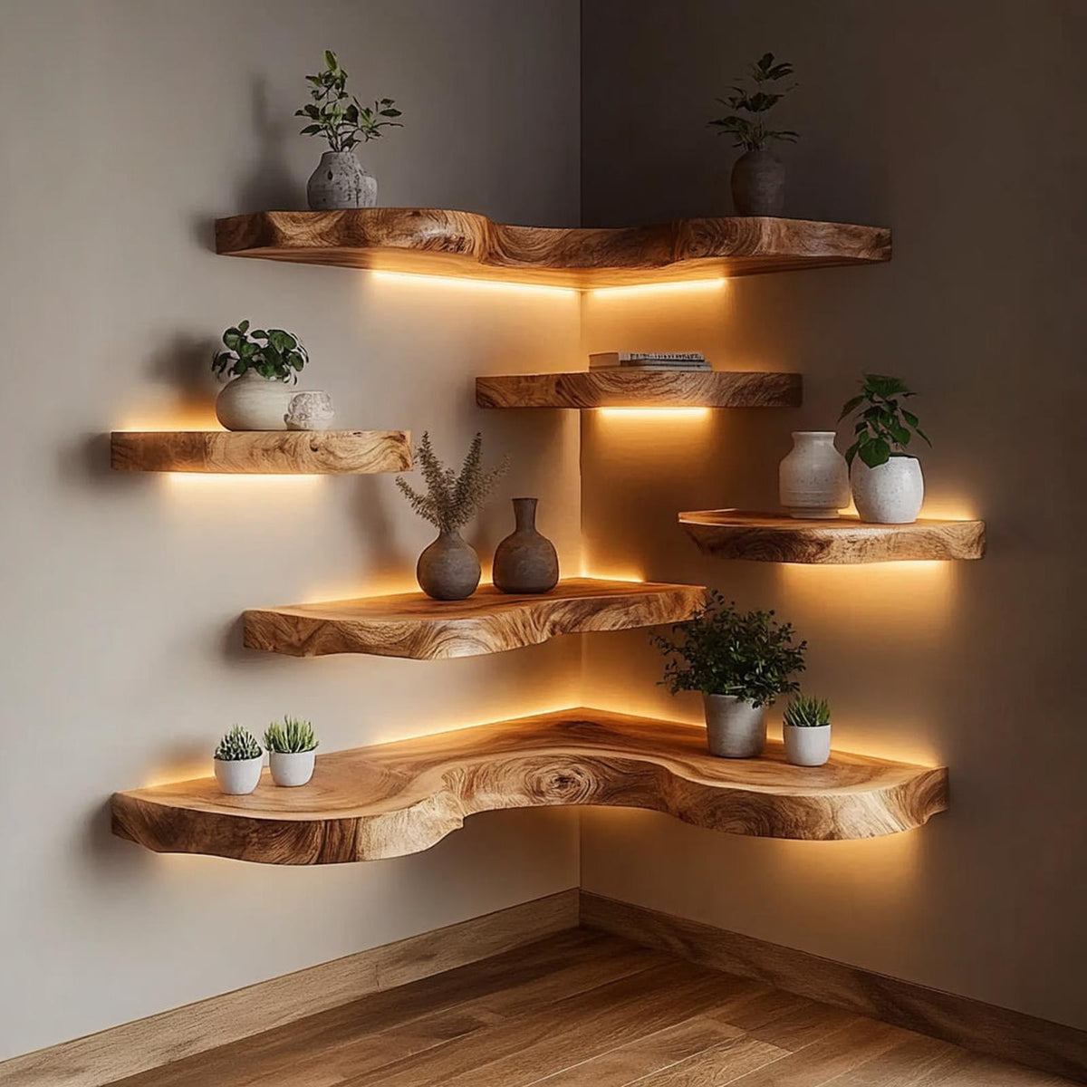 Rustic Floating Corner Shelf For Home Styling