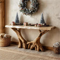 Rustic Sculptural Console Table, Solid Wood Handcrafted Foyer Table, Unique Living Room Holiday Accent Table