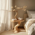 Rustic Organic Wood Nightstand, Handcrafted Bedside Table & Small End Table for Bedroom Reading Corner, Entryway