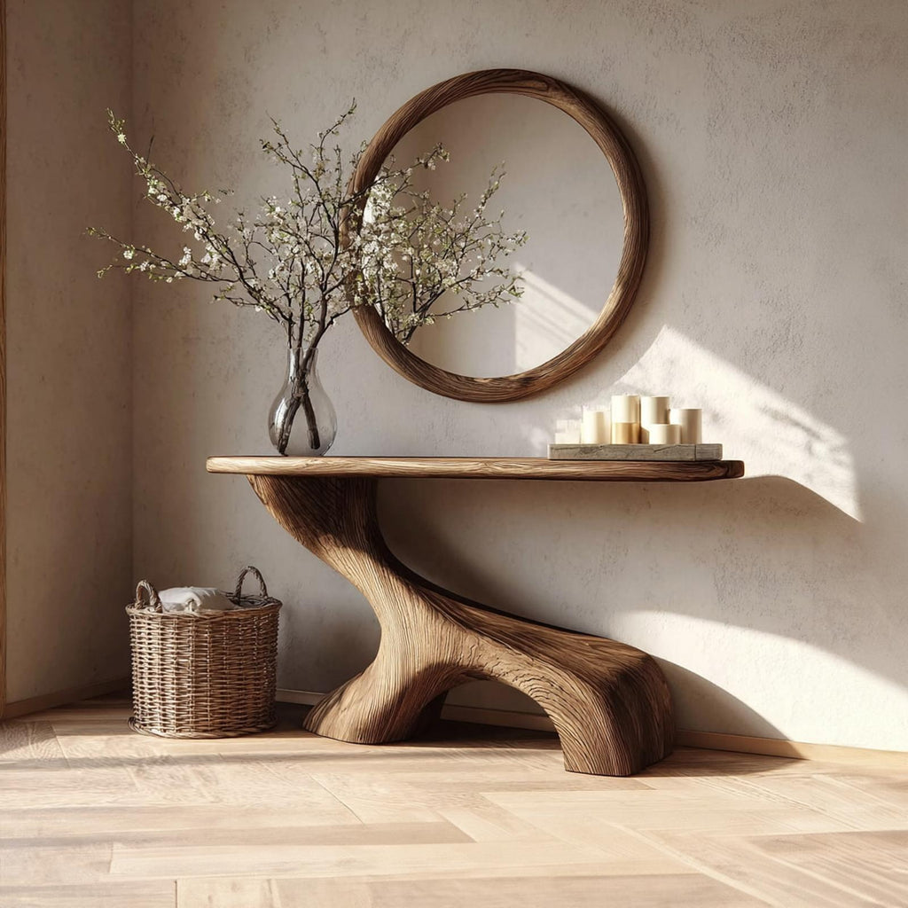 Mid Century Solid Wood Entryway Console Table, Living Room & Hallway Accent Sofa Table, Model