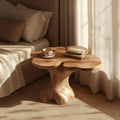 Rustic Organic Shaped Wood End Table, Handcrafted Bedside Nightstand & Accent Side Table for Bedroom & Living Room