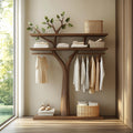 Sculptural Wooden Tree Clothing Rack, Artistic Solid Wood Standing Coat Stand, Creative Bedroom Clothes Hanging Rack