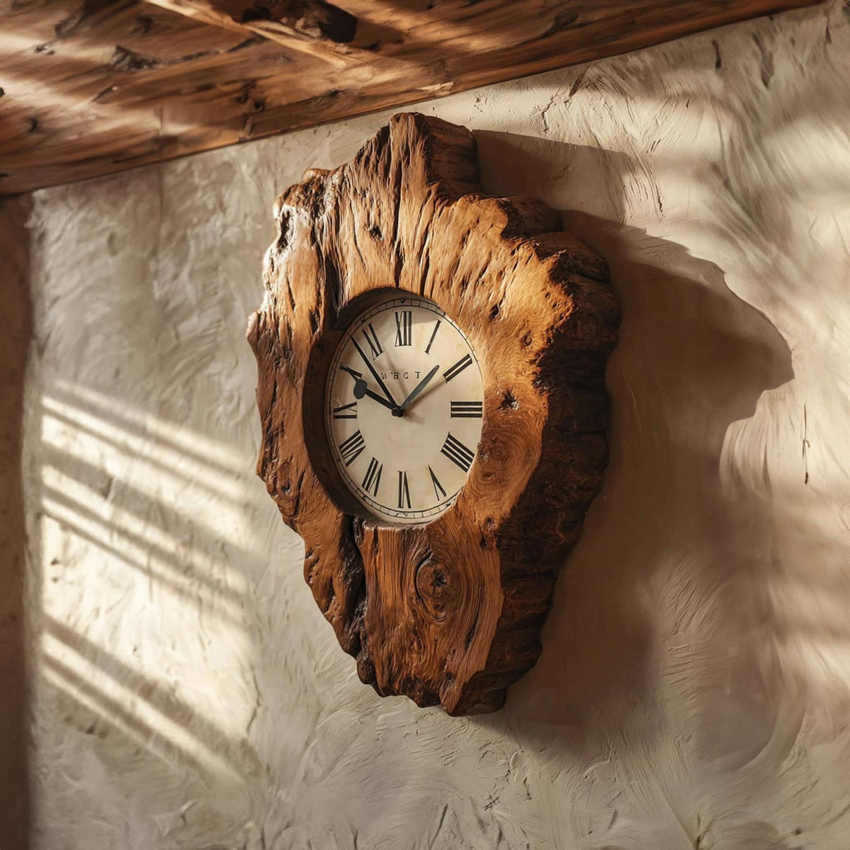 Rustic Organic Wood Wall Clock Home Interior Or Hallway