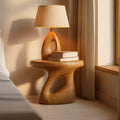 Mid Century Modern Sculptural Bedside Table, Handcrafted Wood Nightstand & Accent End Table for Bedroom Furniture
