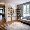 Spry Interior Nature Inspired Solid Wood Tree Display Bookcase, Handcrafted Floating Branch Wall Mounted Shelf for Living Room, SINLKITB640