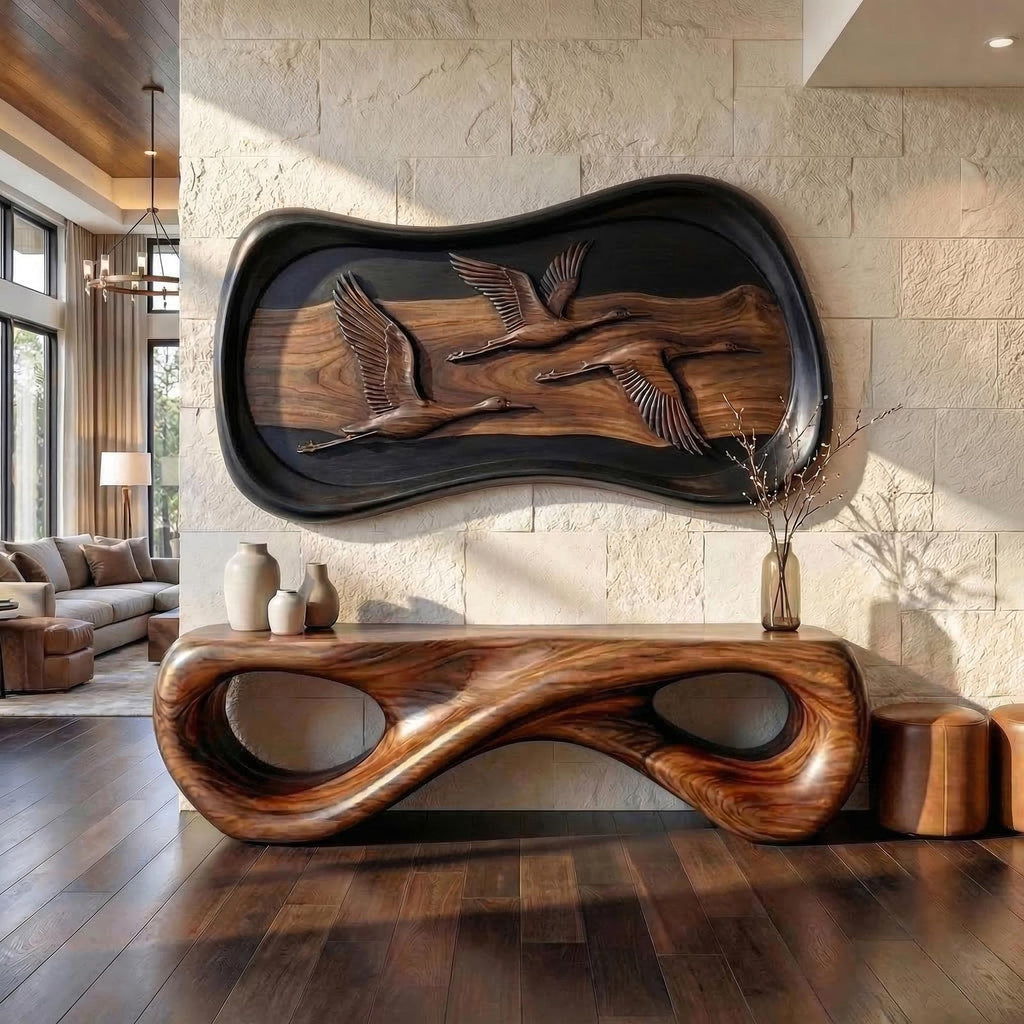 Modern Abstract Wood Sculpture Wall Art Living Room And Lounge