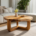 Spry Interior Split Base Solid Wood Coffee Table, Organic Modern Accent Center Table for Contemporary Living Room Decor, SINLKICF322