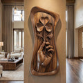 Mid Century Hand Carved Wood Sculpture Wall Art Living Room And Entryway