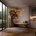 Handcrafted Tree Storage Bench Living Room Interior Architectural Decor