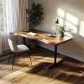 Rustic Contemporary Desk, Solid Wood Computer Writing Table for Bedroom, Home Office Study Workspace, Handcrafted