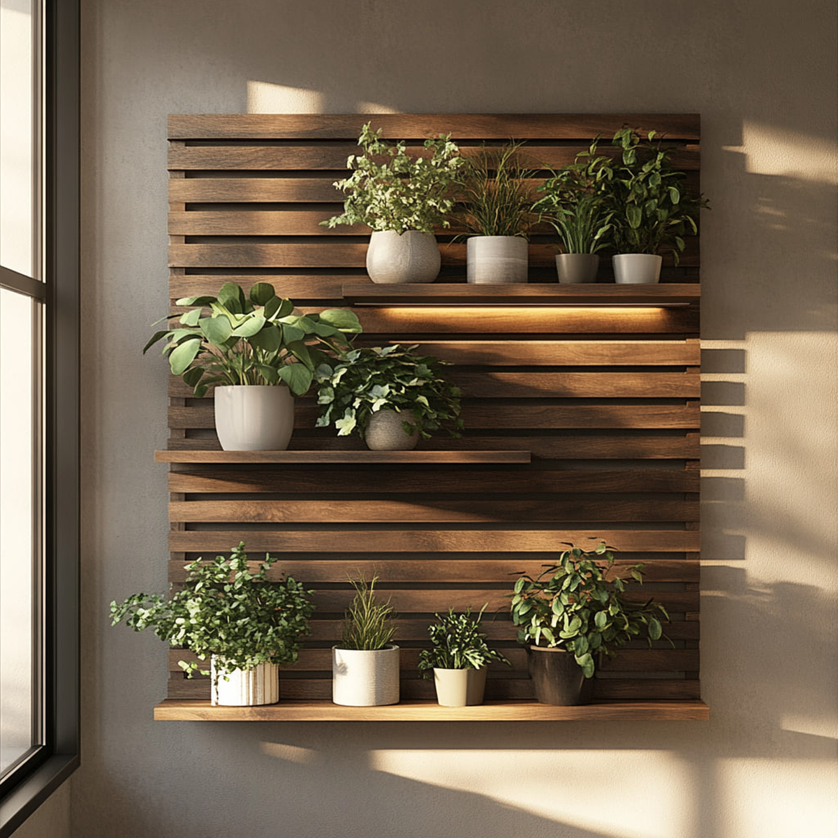 Modern Wooden Wall Planter Shelf Living Room Or Hallway