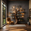 Rustic Nature-Inspired Tree Display Bookcase, Freestanding Wood Branch Organizer Shelf for Living Room Decor