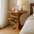 Rustic Tree Branch Bedside Nightstand, Handcrafted Solid Wood End Table & Accent Side Table for Bedroom