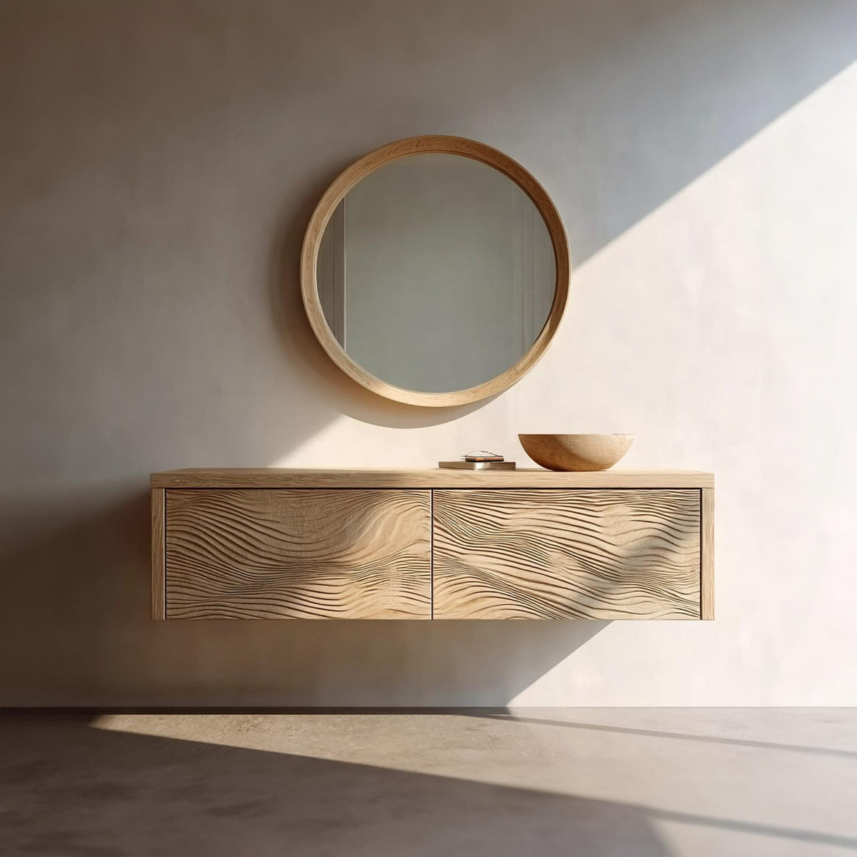 Spry Interior Rustic Solid Wood Bathroom Vanity Cabinet, Minimalist Wooden Floating Single Sink Console Storage Organizer, SINLKIBRV155