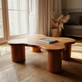 Mid Century Modern Coffee Table, Natural Solid Wood Low Profile Center Table, Handcrafted Living Room Accent Decor