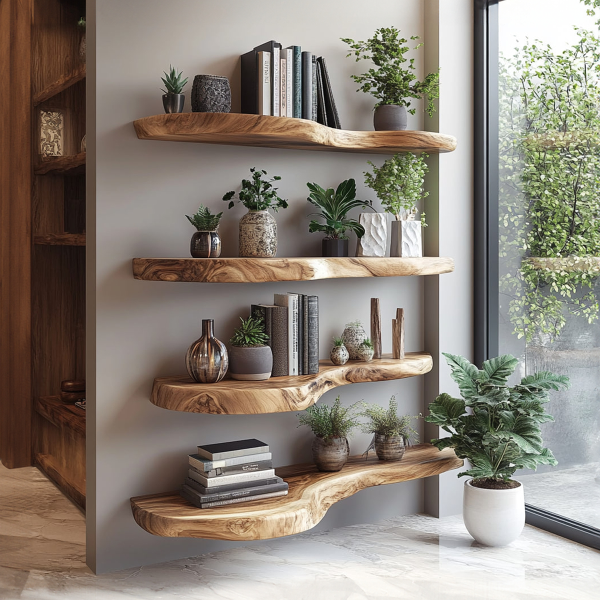 Rustic Live Edge Floating Bookshelf Living Room Or Office