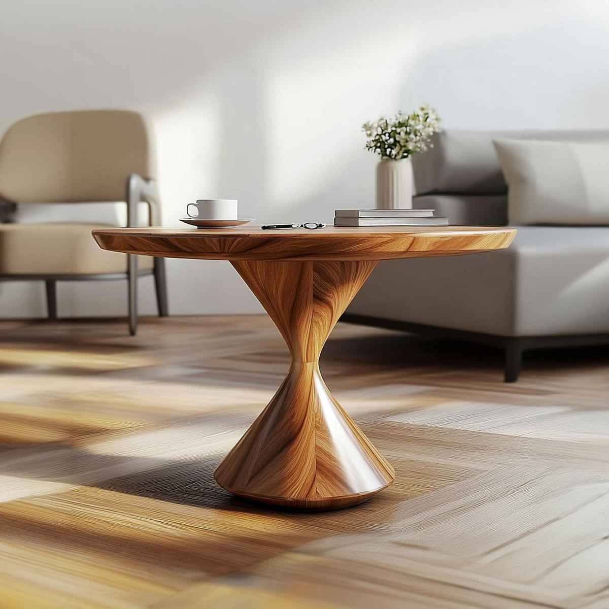 Mid Century Hourglass Coffee Table Living Room Office Room