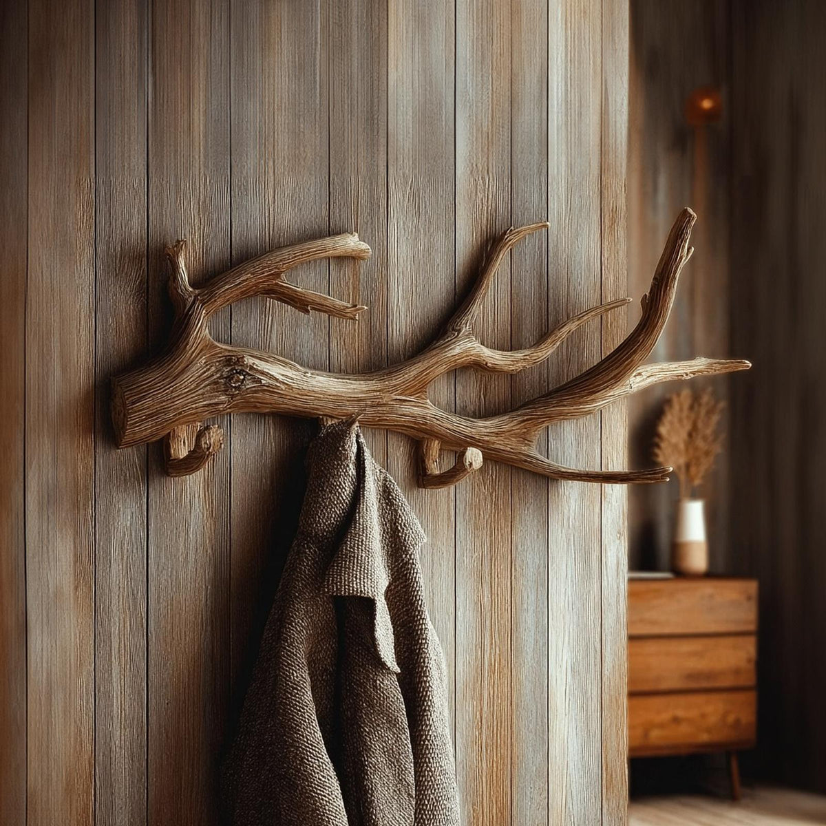 Rustic Tree Branch Wall Hook, Handcrafted Solid Wood Coat Rack, Natural Driftwood Wall Hanger for Entryway Mudroom
