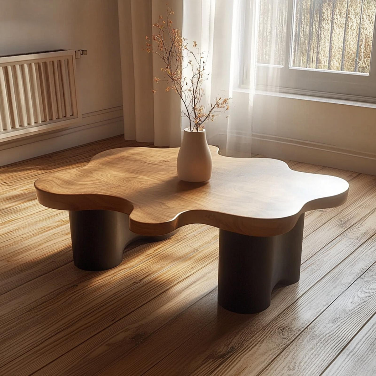 Mid Century Handcrafted Coffee Table, Solid Wood Minimalist Center Table, Rustic Modern Living Room Accent Furniture