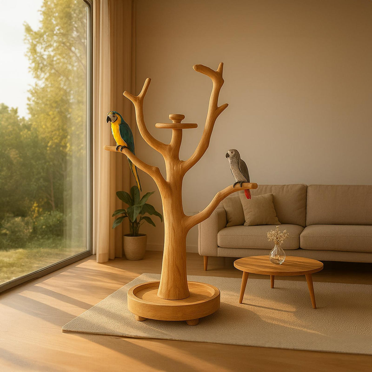 Rustic Parrot Tree Stand Wooden Perch Furniture SINLKITT067