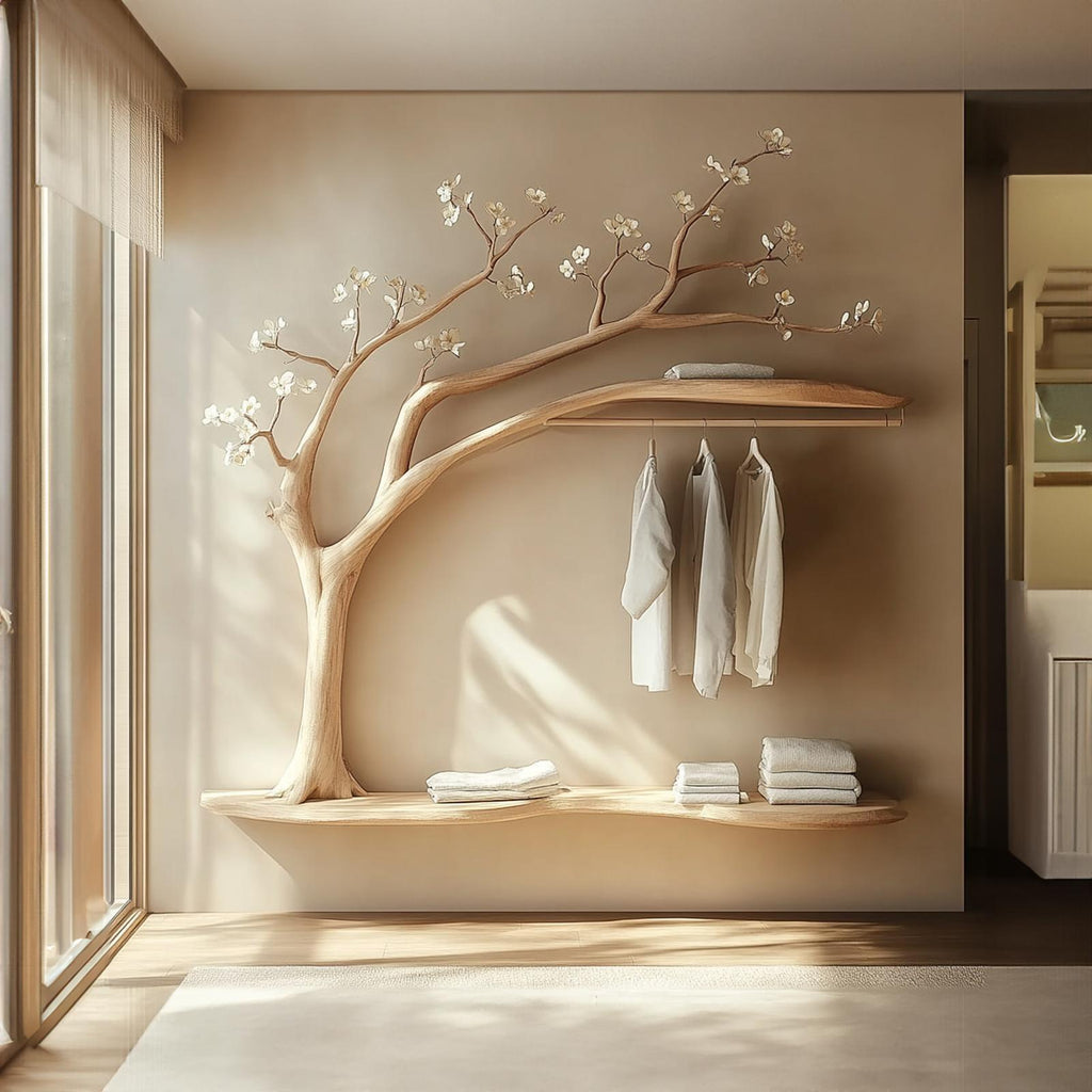 Scandinavian Tree Wardrobe Solid Wood Handcrafted Bedroom Storage