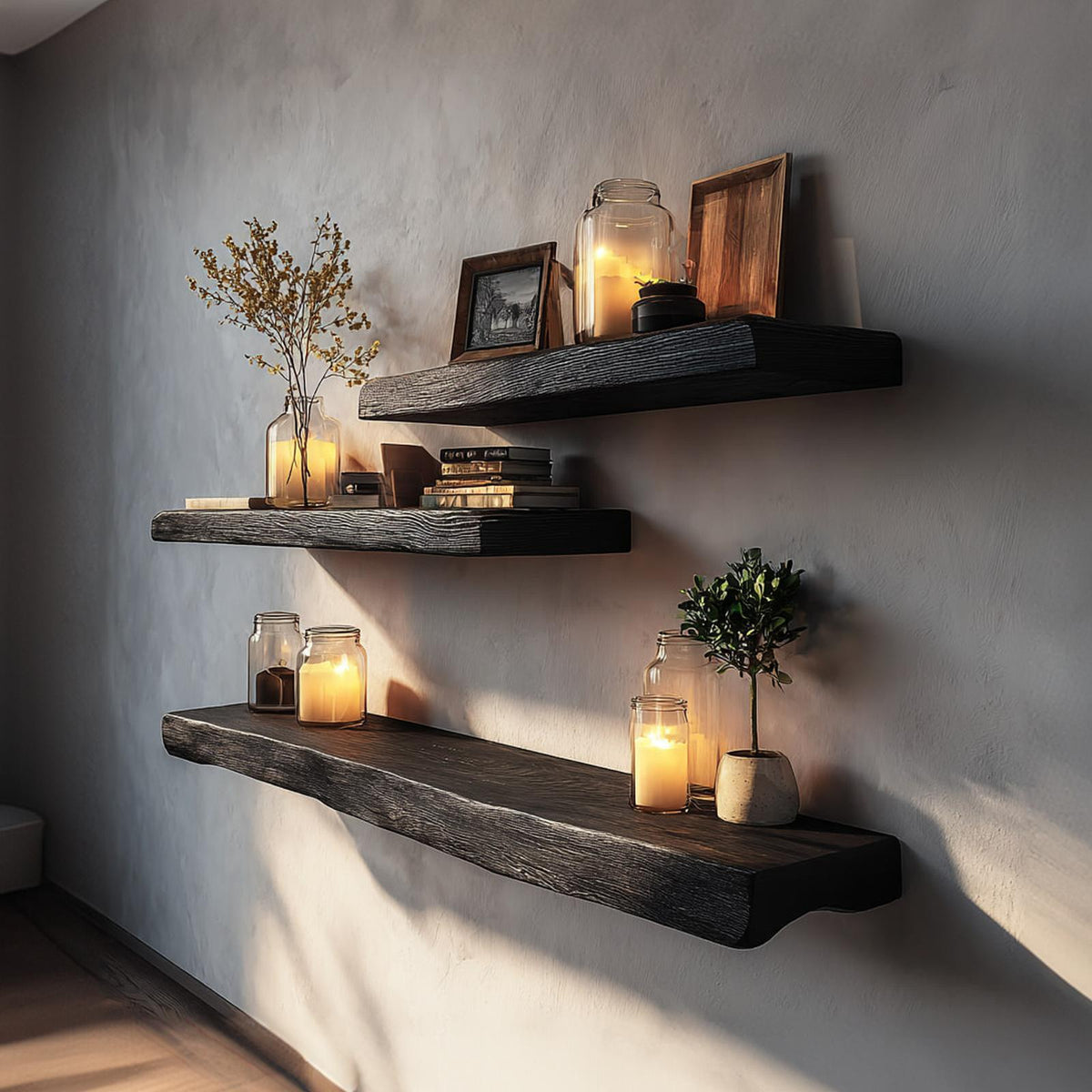 Rustic Floating Shelf Mood Light Living Room Or Bedroom