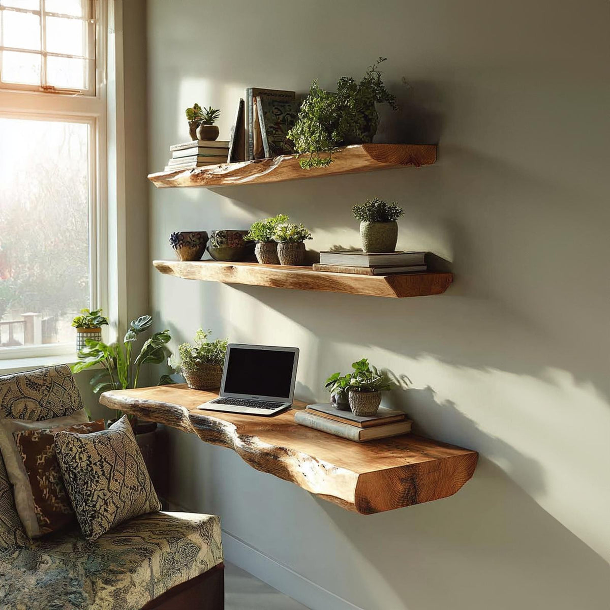 Rustic Floating Desk Bedroom