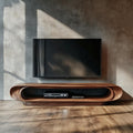 Modern Organic Curved TV Stand, Solid Wood Entertainment Unit Media Console for Living Room