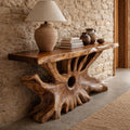 Rustic Organic Console Table, Natural Solid Wood Entryway Sofa Table for Living Room