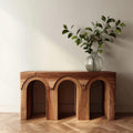 Mid Century Modern Solid Wood Console Table, Compact Entryway Desk & Studio Apartment Living Room Furniture