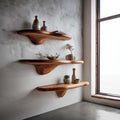 Rustic Mushroom Floating Shelves Bedroom