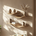Rustic Wavy Floating Shelf Modern Living Room Wall Decor